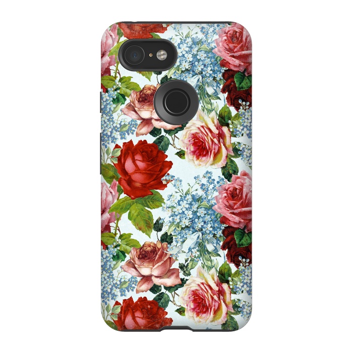 Pixel 3 StrongFit Vintage roses and Forget Me Not by  Utart