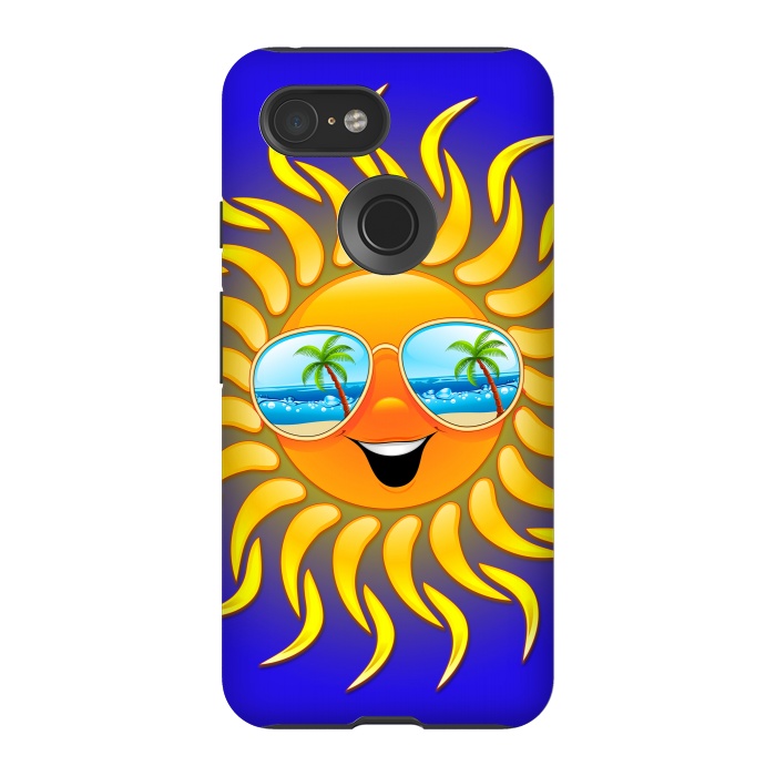 Pixel 3 StrongFit Summer Sun Cartoon with Sunglasses by BluedarkArt