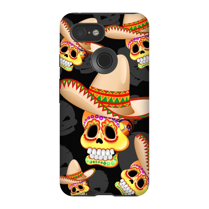 Pixel 3 StrongFit Mexico Sugar Skull with Sombrero by BluedarkArt