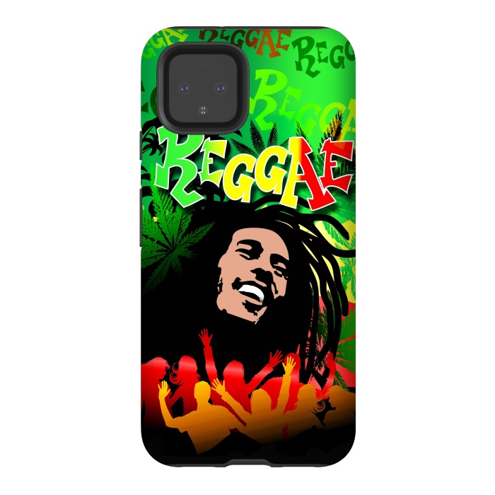 Pixel 4 StrongFit Reggae RastaMan Music Colors Fun and Marijuana by BluedarkArt
