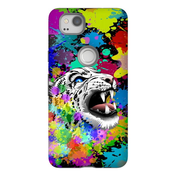 Pixel 2 StrongFit Leopard Psychedelic Paint Splats by BluedarkArt