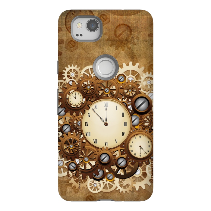 Pixel 2 StrongFit Steampunk Clocks and Gears Vintage Style  by BluedarkArt