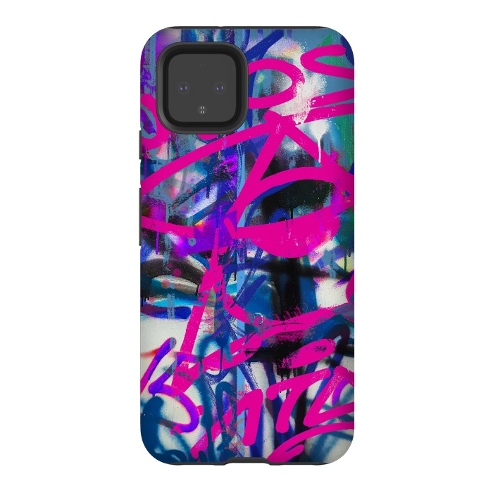 Pixel 4 StrongFit Grafitti Writing Pink Blue by Andrea Haase