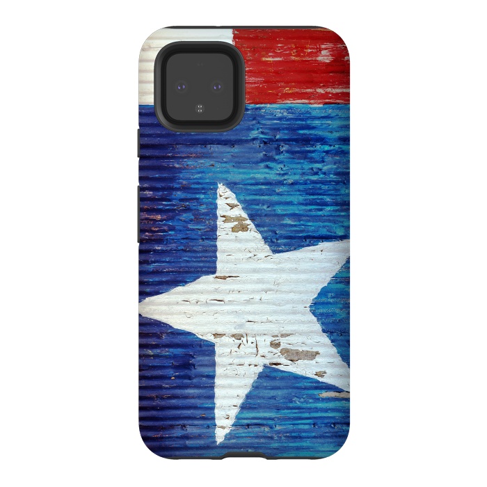 Pixel 4 StrongFit Texas Flag On Distressed Metal by Andrea Haase