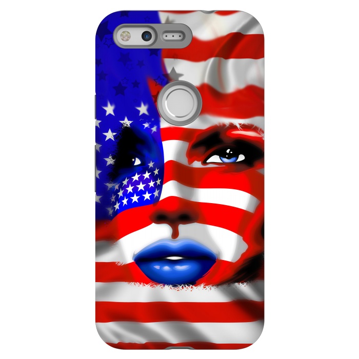 Pixel StrongFit Usa Flag on Girl's Face by BluedarkArt