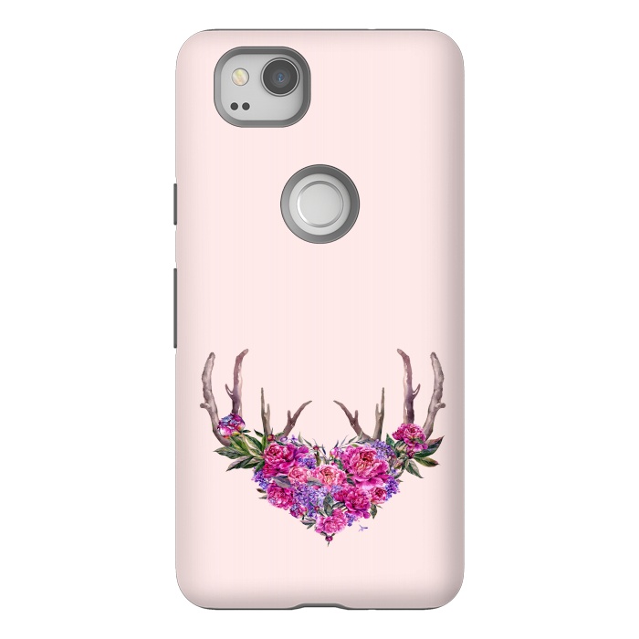 Pixel 2 StrongFit Bohemian Watercolor Illustration - Heart and Antler by  Utart