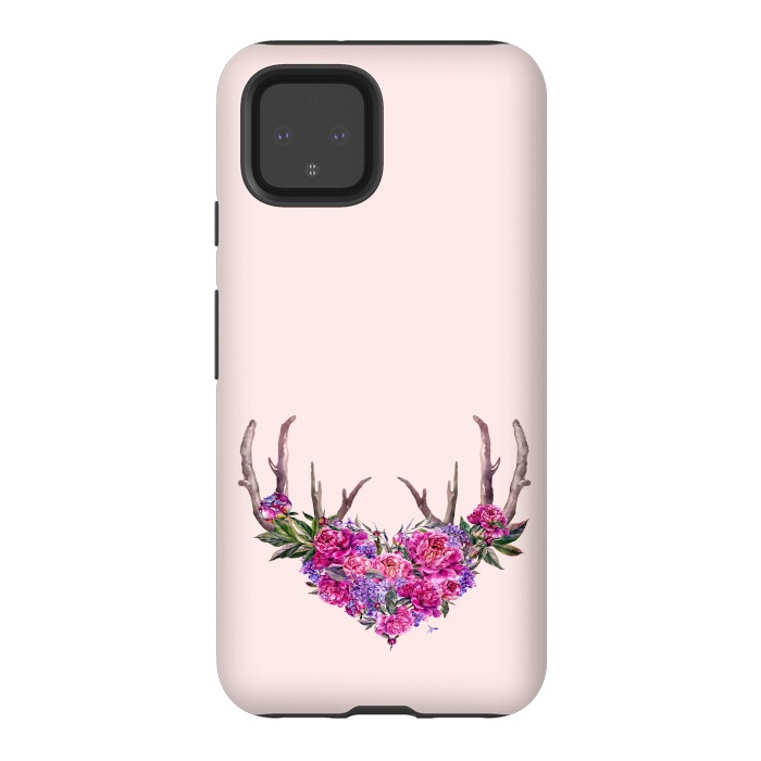 Pixel 4 StrongFit Bohemian Watercolor Illustration - Heart and Antler by  Utart