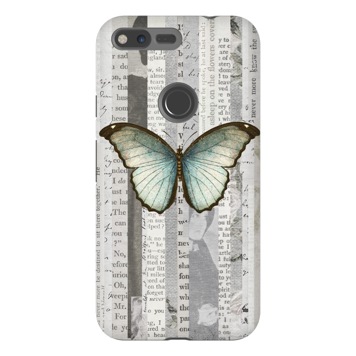 Pixel XL StrongFit Vintage Butterfly Paper Collage by Andrea Haase