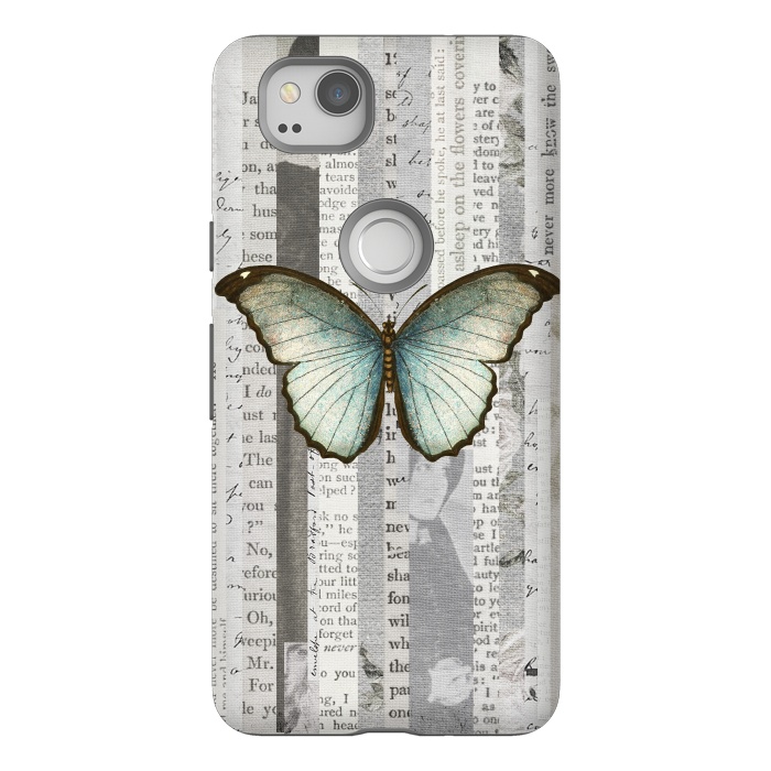 Pixel 2 StrongFit Vintage Butterfly Paper Collage by Andrea Haase