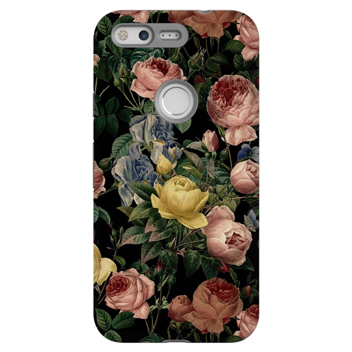 Pixel StrongFit Victorian Vintage Roses on Black by  Utart