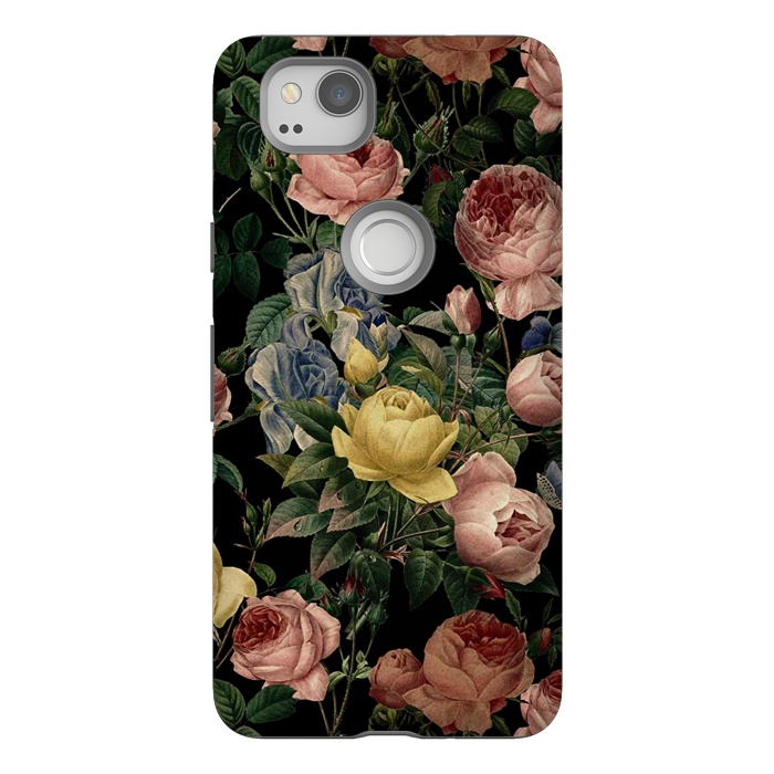 Pixel 2 StrongFit Victorian Vintage Roses on Black by  Utart