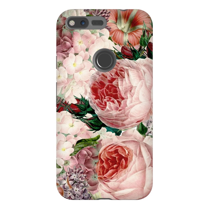 Pixel XL StrongFit Roses and Hydrangea Pattern by  Utart
