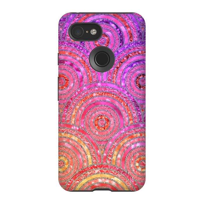 Pixel 3 StrongFit Multicolor Pink Gold Circles  by  Utart