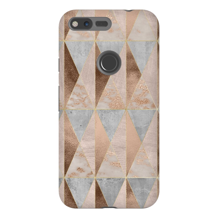Pixel XL StrongFit Modern Marble Geode Copper Triangle Argyle by  Utart