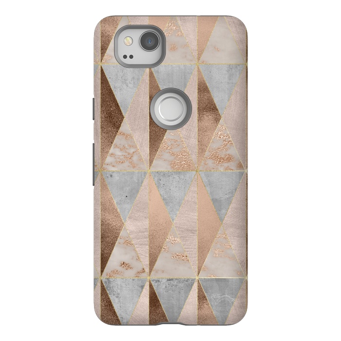 Pixel 2 StrongFit Modern Marble Geode Copper Triangle Argyle by  Utart