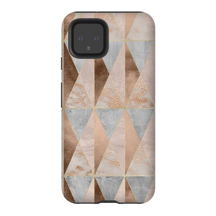 Pixel 4 StrongFit Modern Marble Geode Copper Triangle Argyle by  Utart