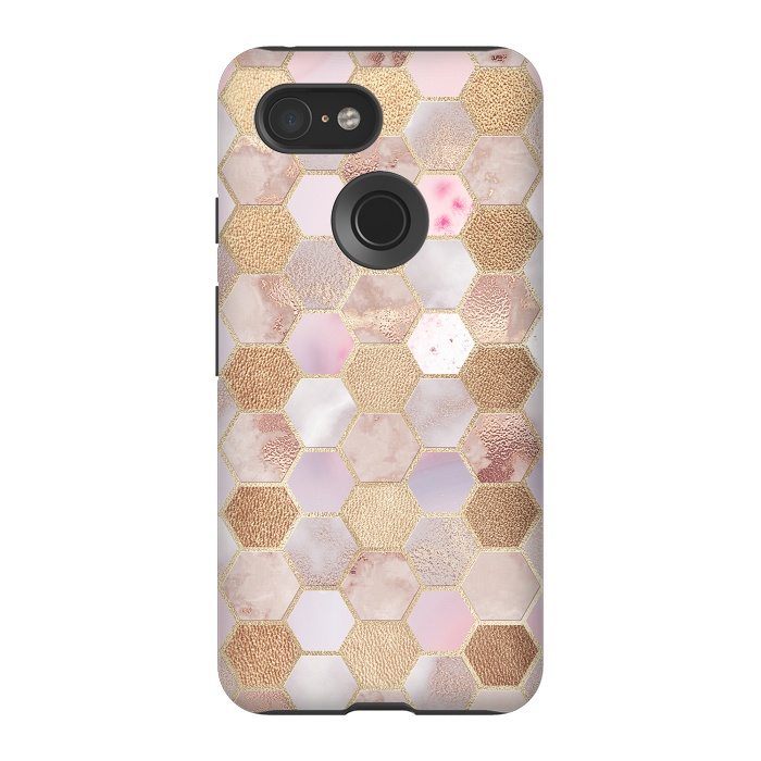 Pixel 3 StrongFit Rose Gold Copper Honeycomb Pattern by  Utart