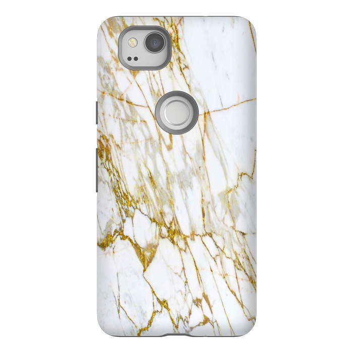 Pixel 2 StrongFit white gold marble by haroulita