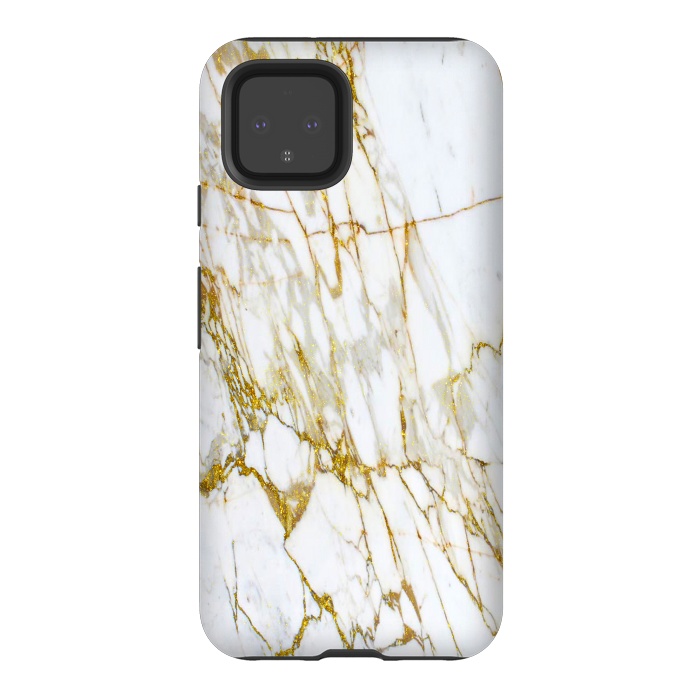 Pixel 4 StrongFit white gold marble by haroulita