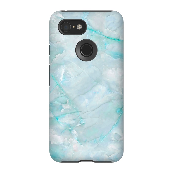 Pixel 3 StrongFit Light Blue Veined Agate by  Utart