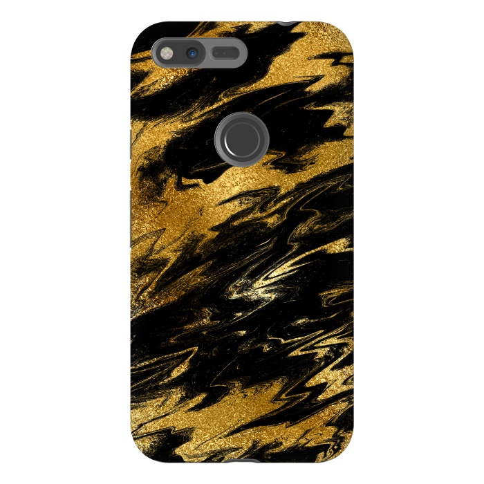 Pixel XL StrongFit Black and Gold Marble by  Utart