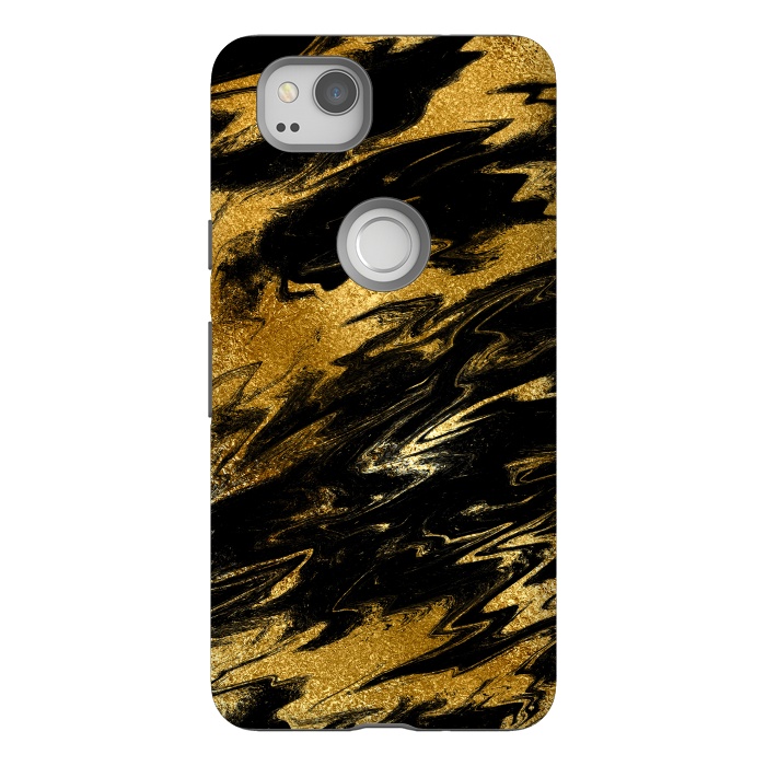 Pixel 2 StrongFit Black and Gold Marble by  Utart