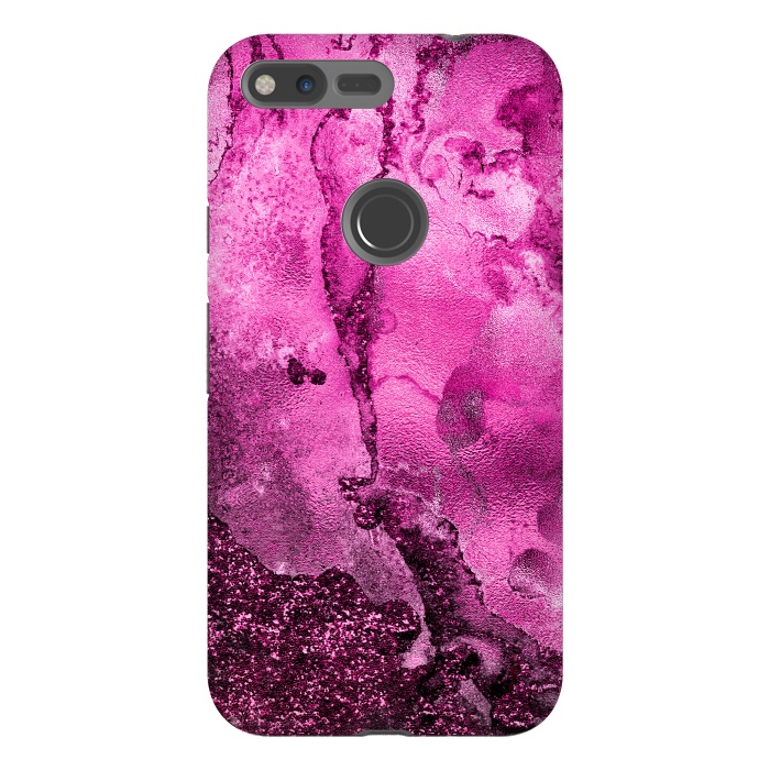 Pixel XL StrongFit Purple and Pink Glittering Ink Marble by  Utart