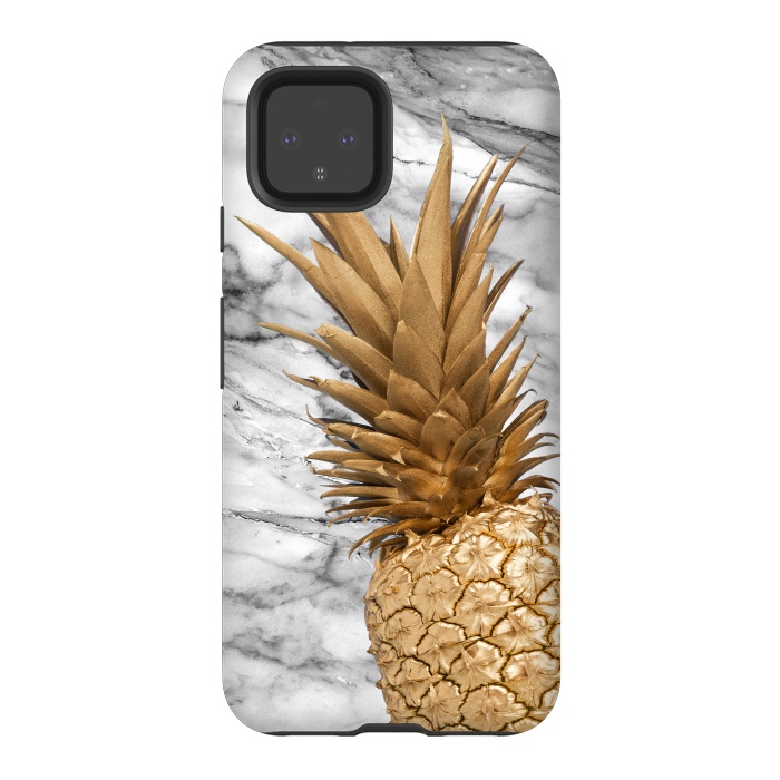 Pixel 4 StrongFit Gold Pineapple on Marble by  Utart