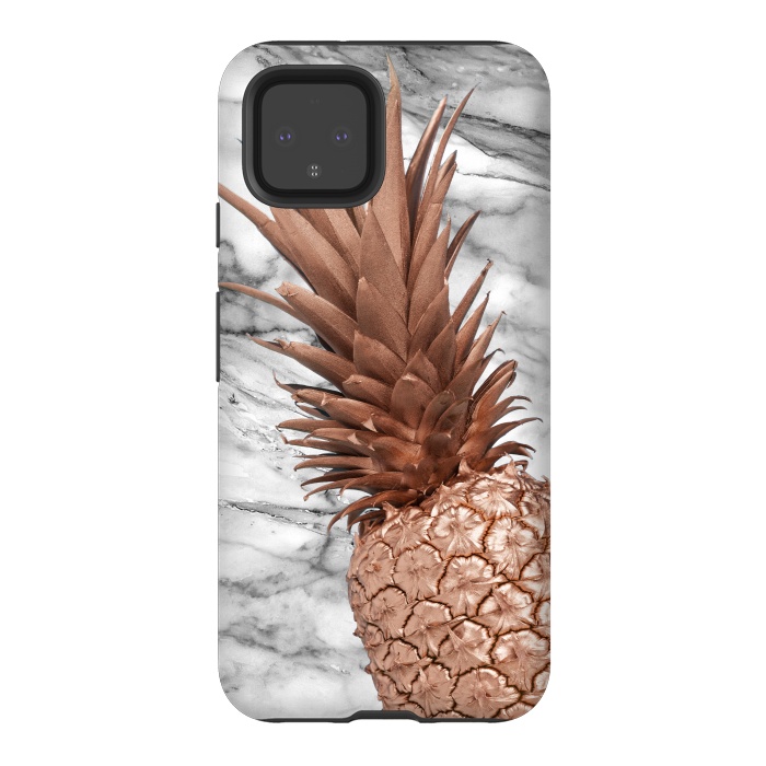 Pixel 4 StrongFit Rose Gold Pineapple on Marble by  Utart