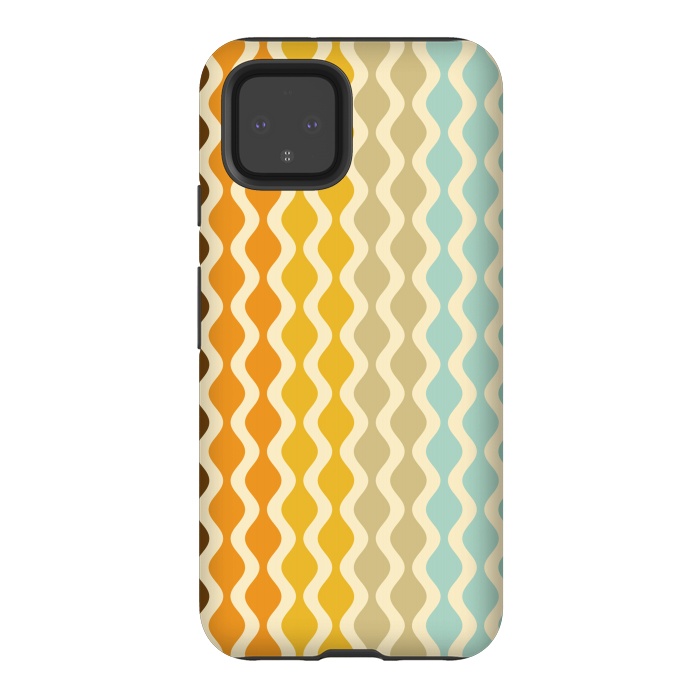 Pixel 4 StrongFit Falling Waves in Orange and Blue by Paula Ohreen