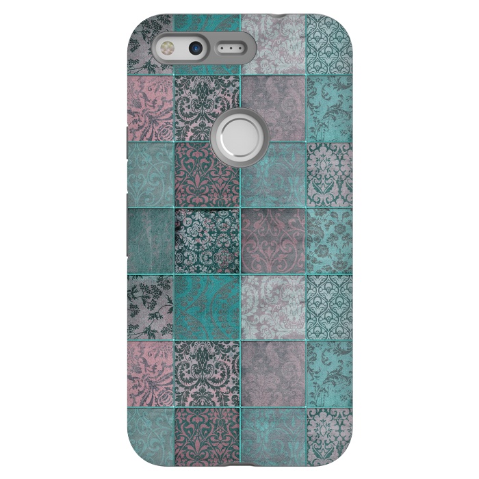 Pixel StrongFit Vintage Teal Patchwork by Andrea Haase
