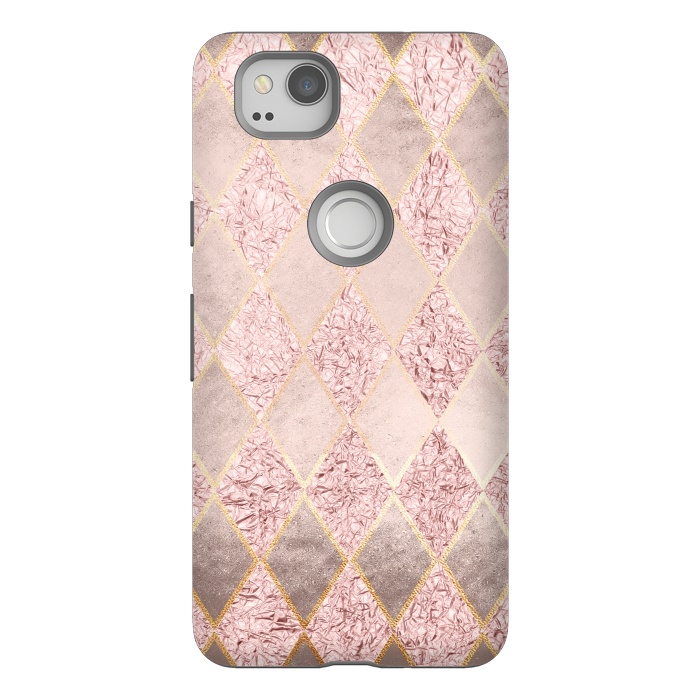 Pixel 2 StrongFit Rose Gold Glitter Argyle by  Utart