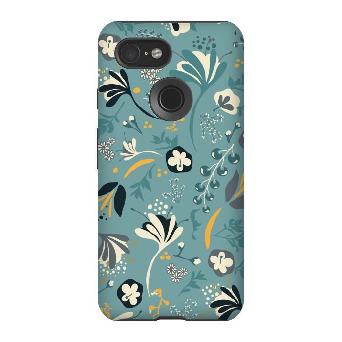 Pixel 3 StrongFit Beautiful BC Bloom in Blue and Yellow by Paula Ohreen