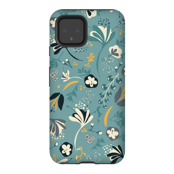 Pixel 4 StrongFit Beautiful BC Bloom in Blue and Yellow by Paula Ohreen