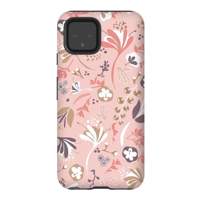 Pixel 4 StrongFit Beautiful Blooms in Pink and Purple by Paula Ohreen