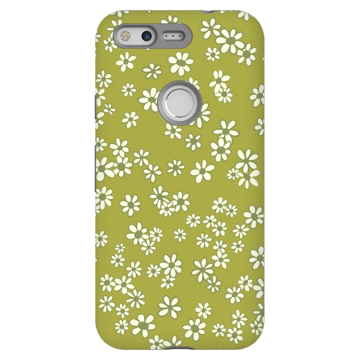 Pixel StrongFit Ditsy Daisies on Green by Paula Ohreen