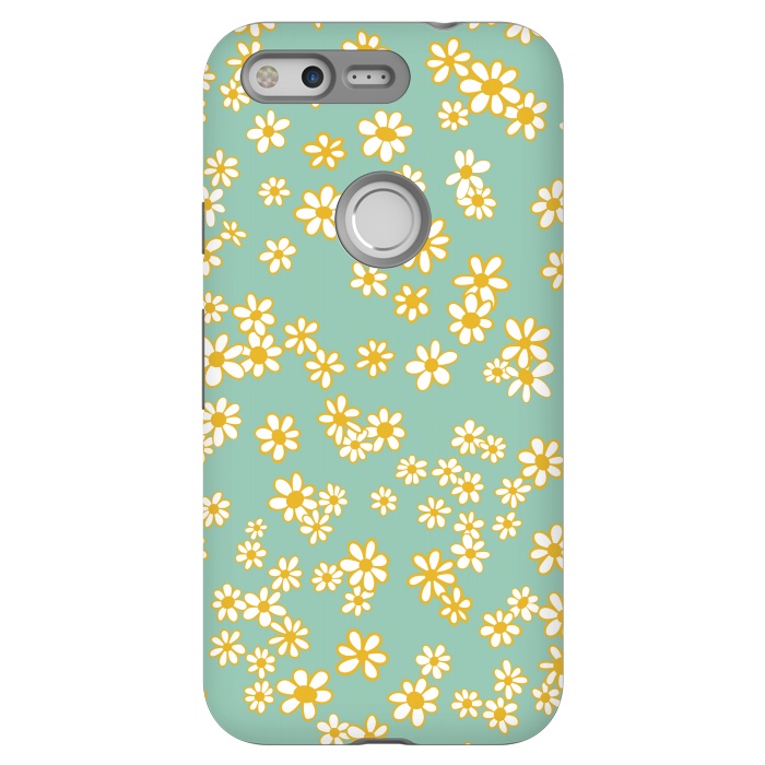 Pixel StrongFit Ditsy Daisies on Teal by Paula Ohreen