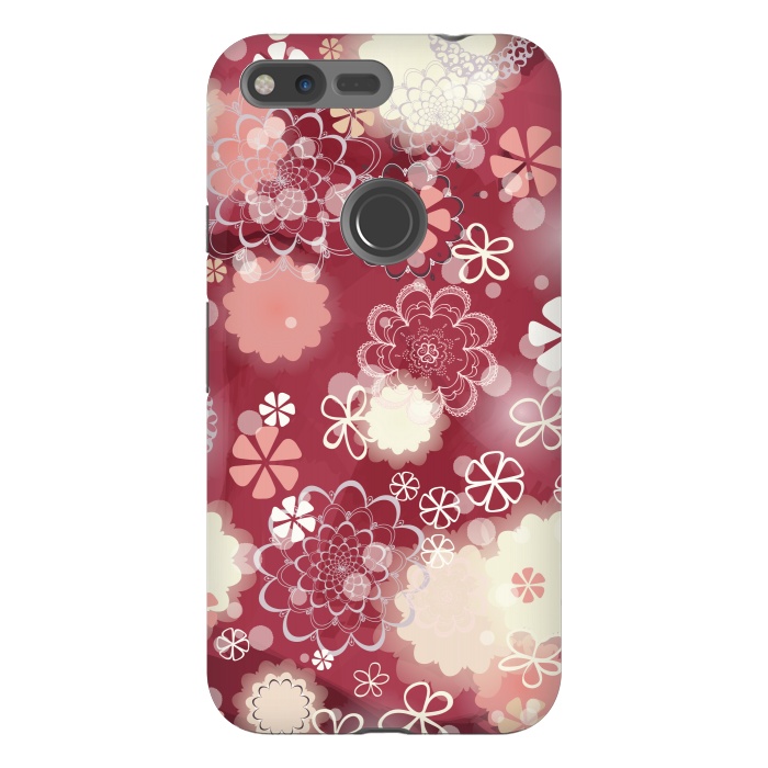 Pixel XL StrongFit Lacy Flowers on Bright Pink by Paula Ohreen