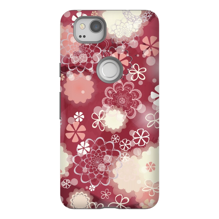 Pixel 2 StrongFit Lacy Flowers on Bright Pink by Paula Ohreen
