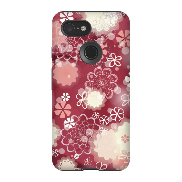 Pixel 3 StrongFit Lacy Flowers on Bright Pink by Paula Ohreen