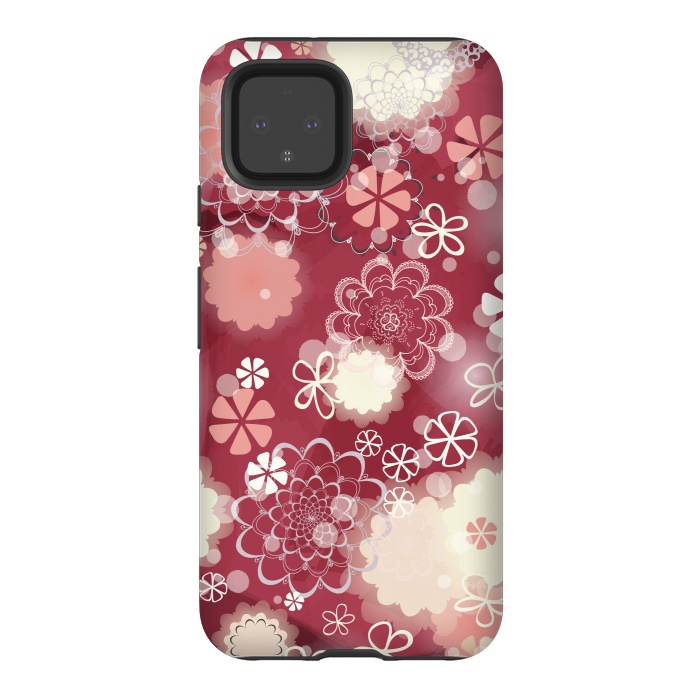 Pixel 4 StrongFit Lacy Flowers on Bright Pink by Paula Ohreen