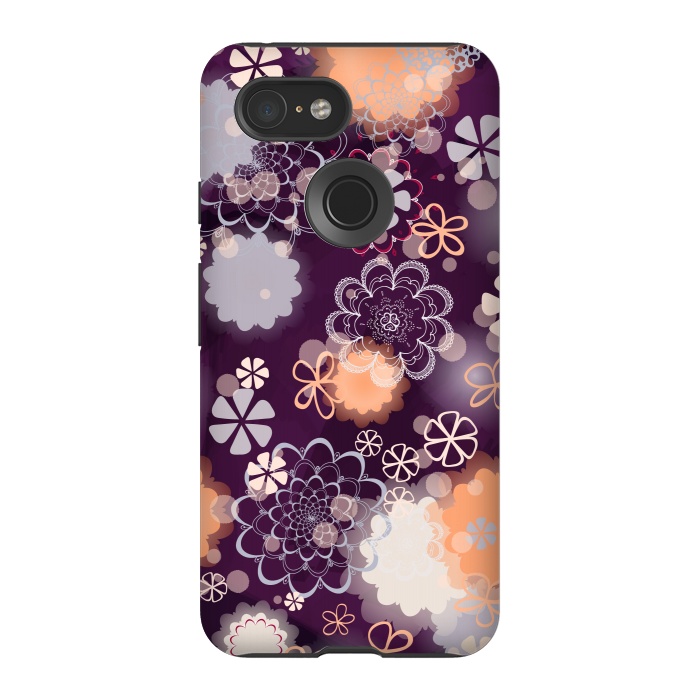 Pixel 3 StrongFit Lacy Flowers on Dark Purple by Paula Ohreen