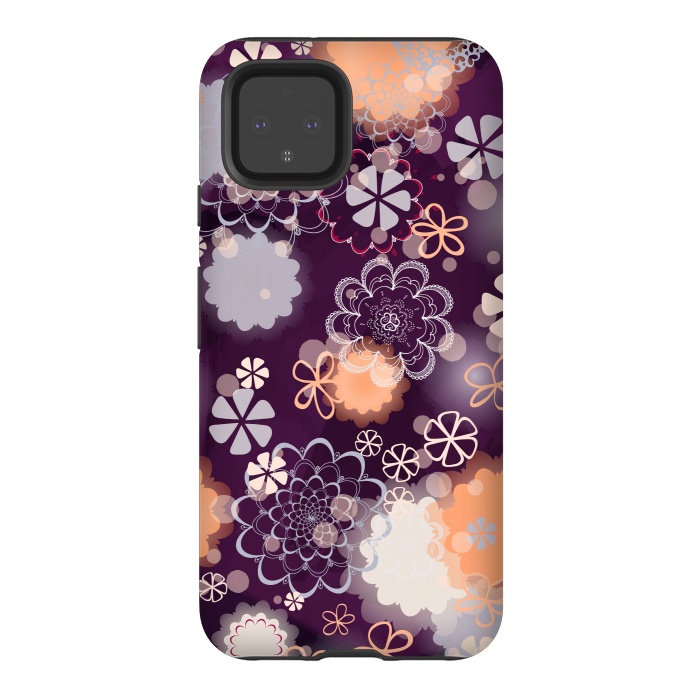 Pixel 4 StrongFit Lacy Flowers on Dark Purple by Paula Ohreen