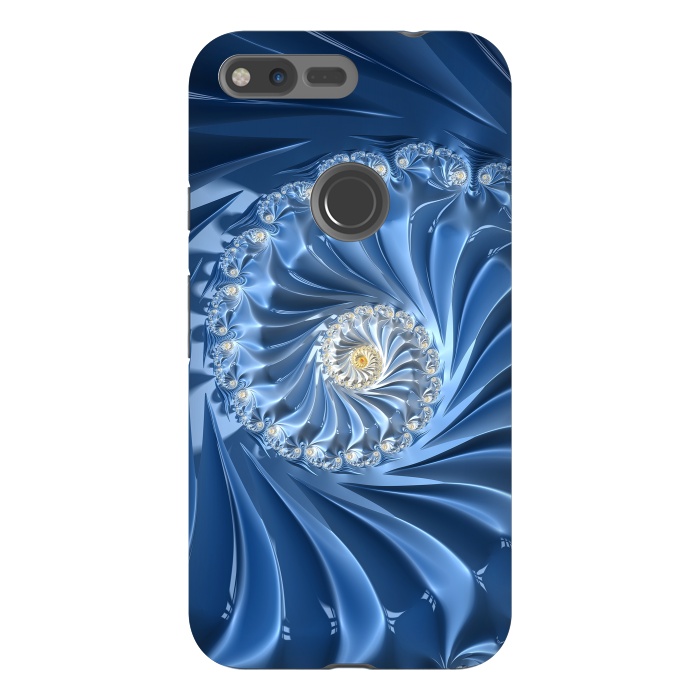Pixel XL StrongFit Glamorous Blue Fractal by Andrea Haase