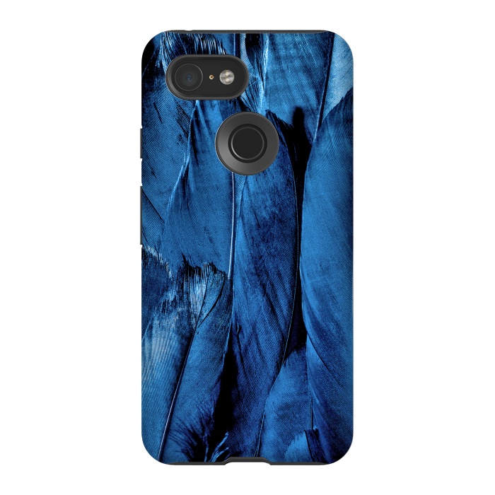 Pixel 3 StrongFit Dark Blue Feathers by Andrea Haase