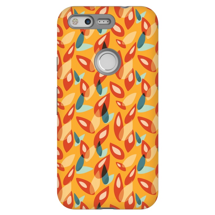 Pixel StrongFit Orange Blue Yellow Abstract Autumn Leaves Pattern by Boriana Giormova
