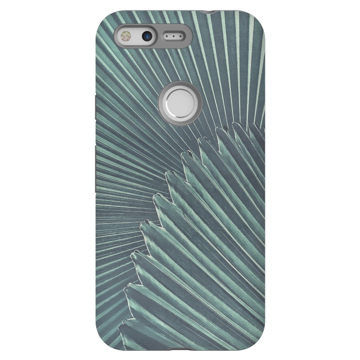 Pixel StrongFit Teal Palm Leaves by Andrea Haase