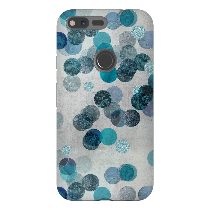Pixel XL StrongFit Fancy Faux Glitter Dots In Teal And Turquoise by Andrea Haase