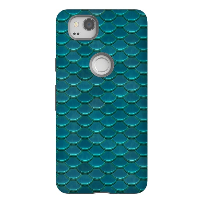 Pixel 2 StrongFit Shiny Green Mermaid Scales by Andrea Haase