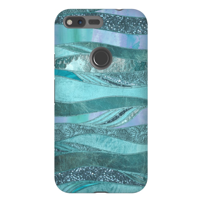 Pixel XL StrongFit Glamorous Waves Of Turquoise and Teal 2 by Andrea Haase